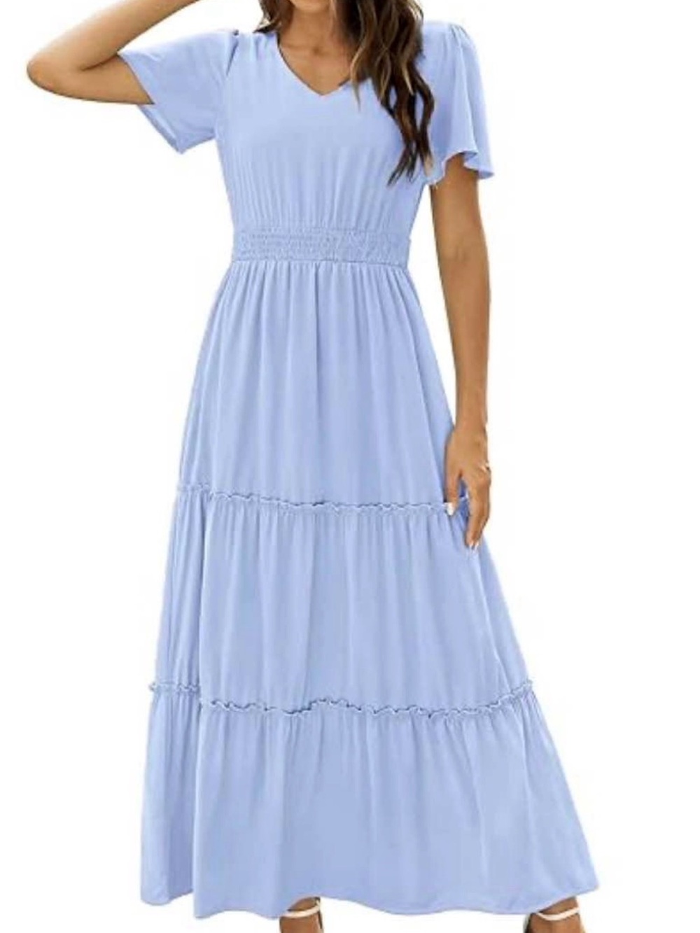 Light Blue Tiered Maxi Dress